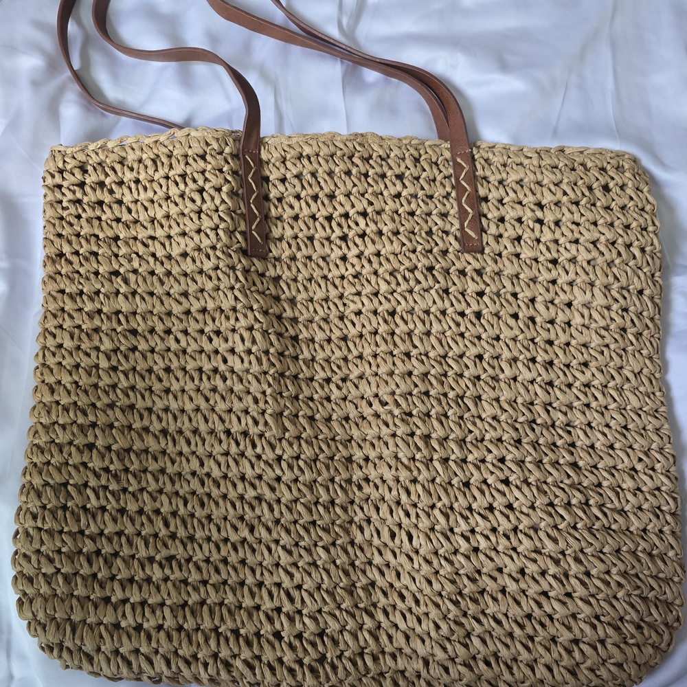 Kenneth Cole New York Tan and Brown Tote Bag with Leather Handles